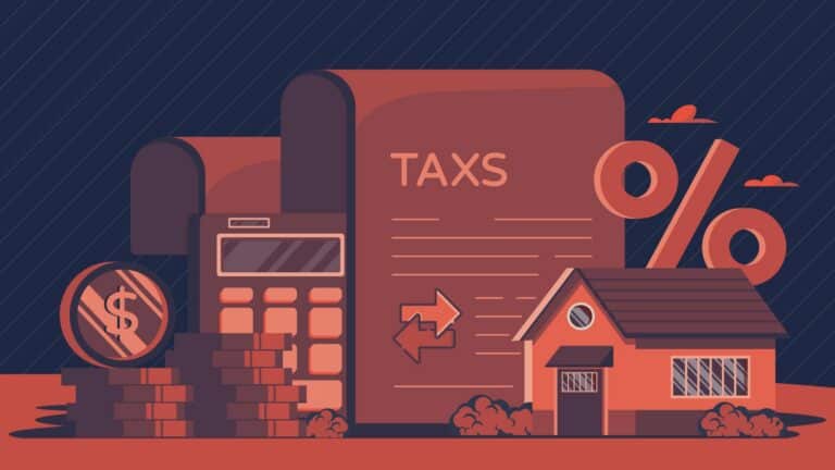 Calculator showing land transfer tax calculations for Ontario home buyers | Toronto skyline representing dual land transfer tax zones | First-time home buyer reviewing land transfer tax rebate documents